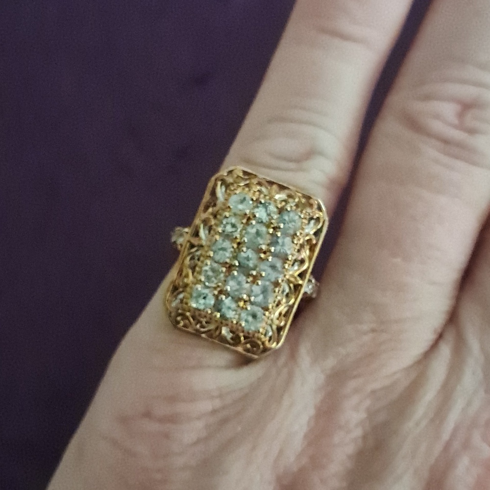 Narsipatnam Alexandrite and Natural White Zircon Cluster Ring - Picture 5 of 10